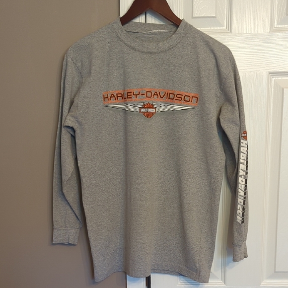Harley-Davidson Tops - Harley-Davidson Gray Tee with Orange and Black Logo